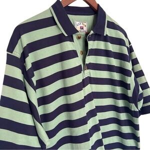 Cutter & Buck large men's striped navy green short sleeve‎ Polo Shirt